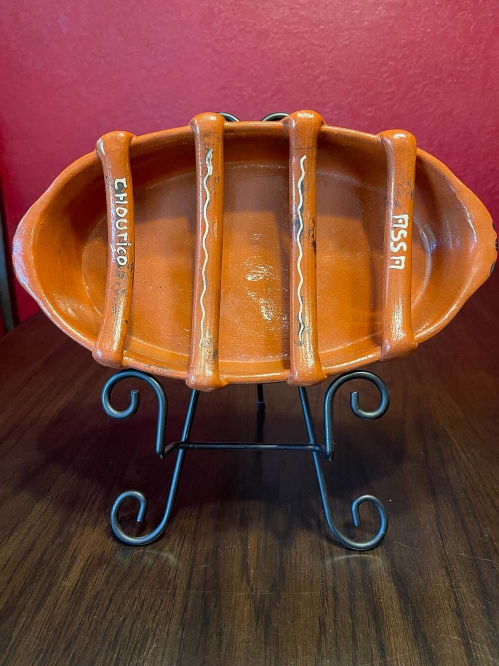 Vintage Portuguese Terracotta Clay Chourico Sausage Roaster Dish